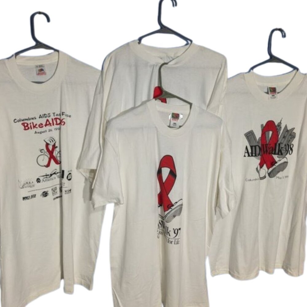 AIDS AIDS WALK FOR LIFE Vintage Collectors Tees Dated 1995-1998 XL Bundle OF 4